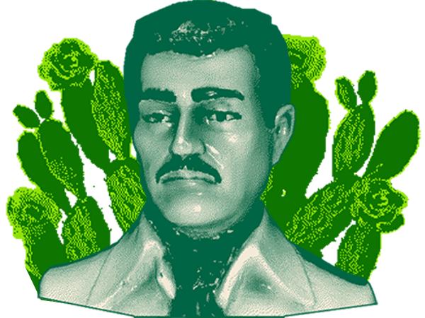 Stylized photograph of Jesús Malverde statue